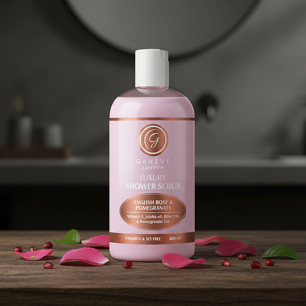 Ganeve London English Rose & Pomegranate Luxury Shower Scrub -  300 Ml Pack Of 1