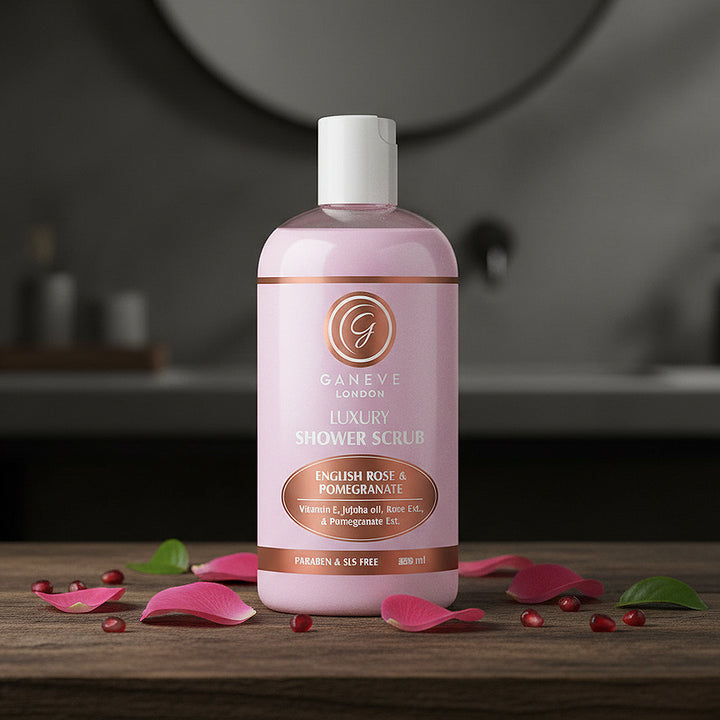 Ganeve London English Rose & Pomegranate Luxury Shower Scrub -  300 Ml Pack Of 1