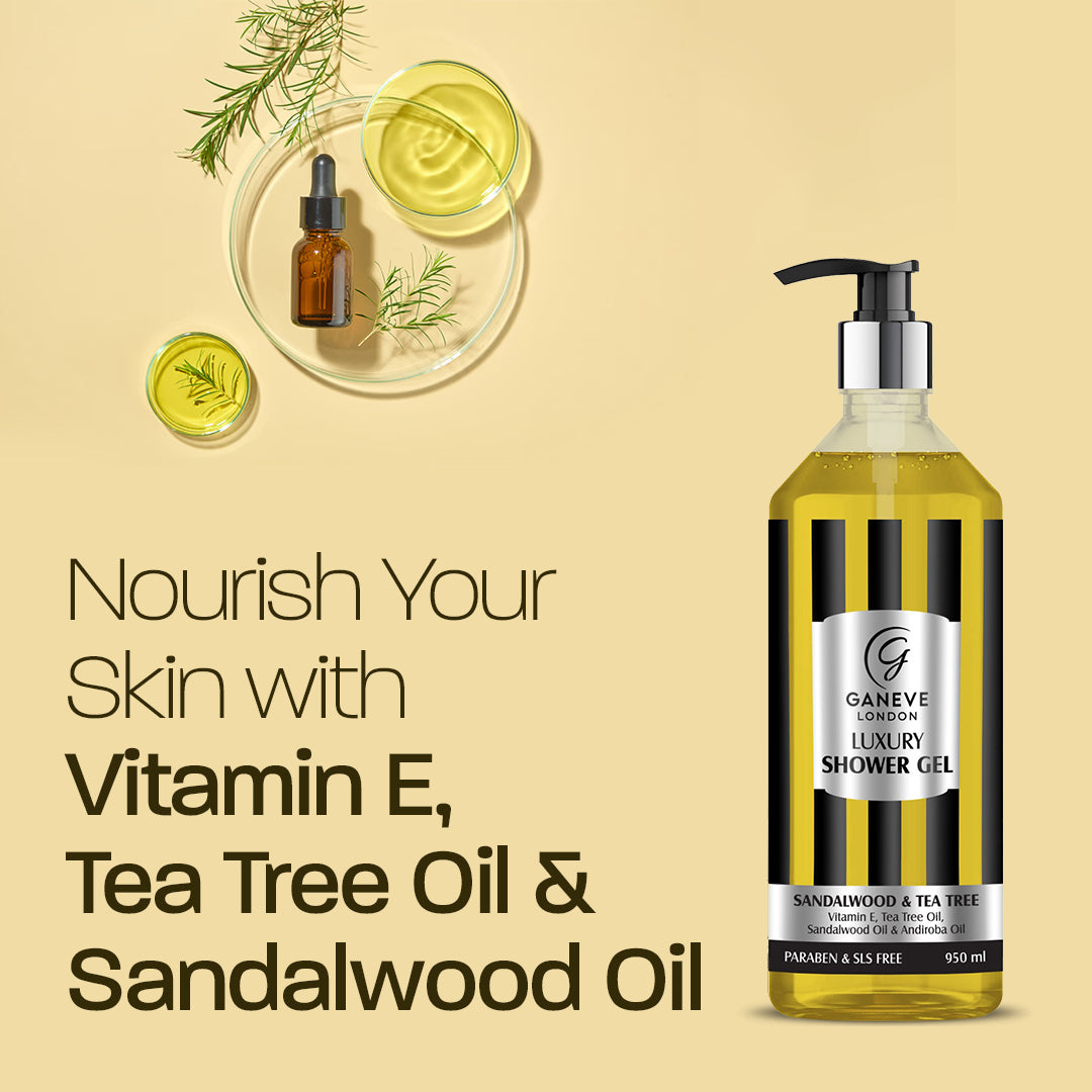 Ganeve London Sandalwood & Tea Tree Luxury Shower Gel - 950 Ml Pack Of 1