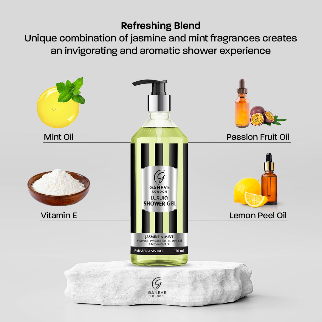 Ganeve London Jasmine & Mint Luxury Shower Gel - 950 Ml Pack Of 1