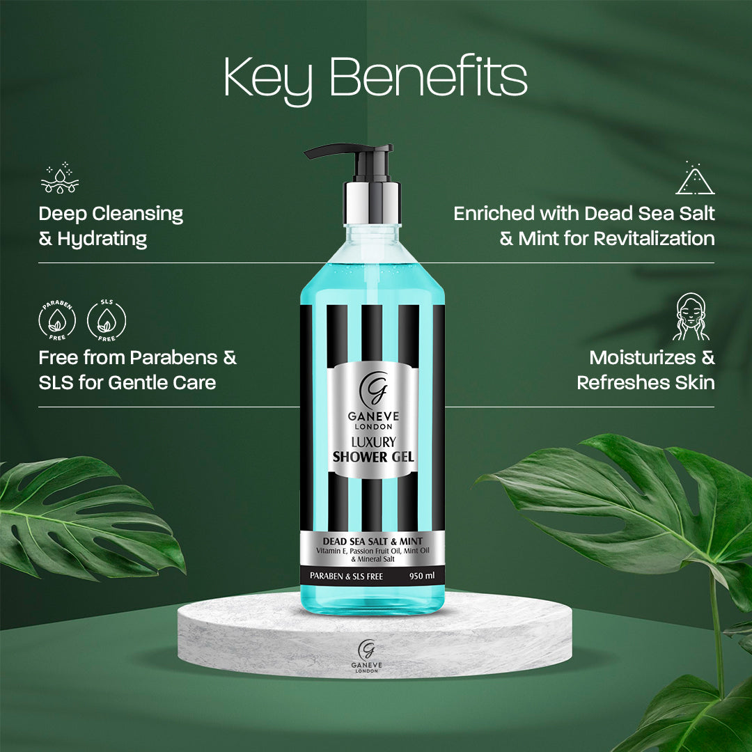 Ganeve London Dead Sea Salt & Mint Luxury Shower Gel - 950 Ml Pack Of 1