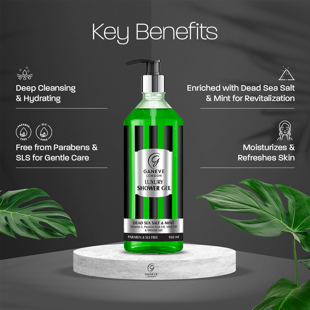 Ganeve London Dead Sea Salt & Mint Luxury Shower Gel - 950 Ml Pack Of 1