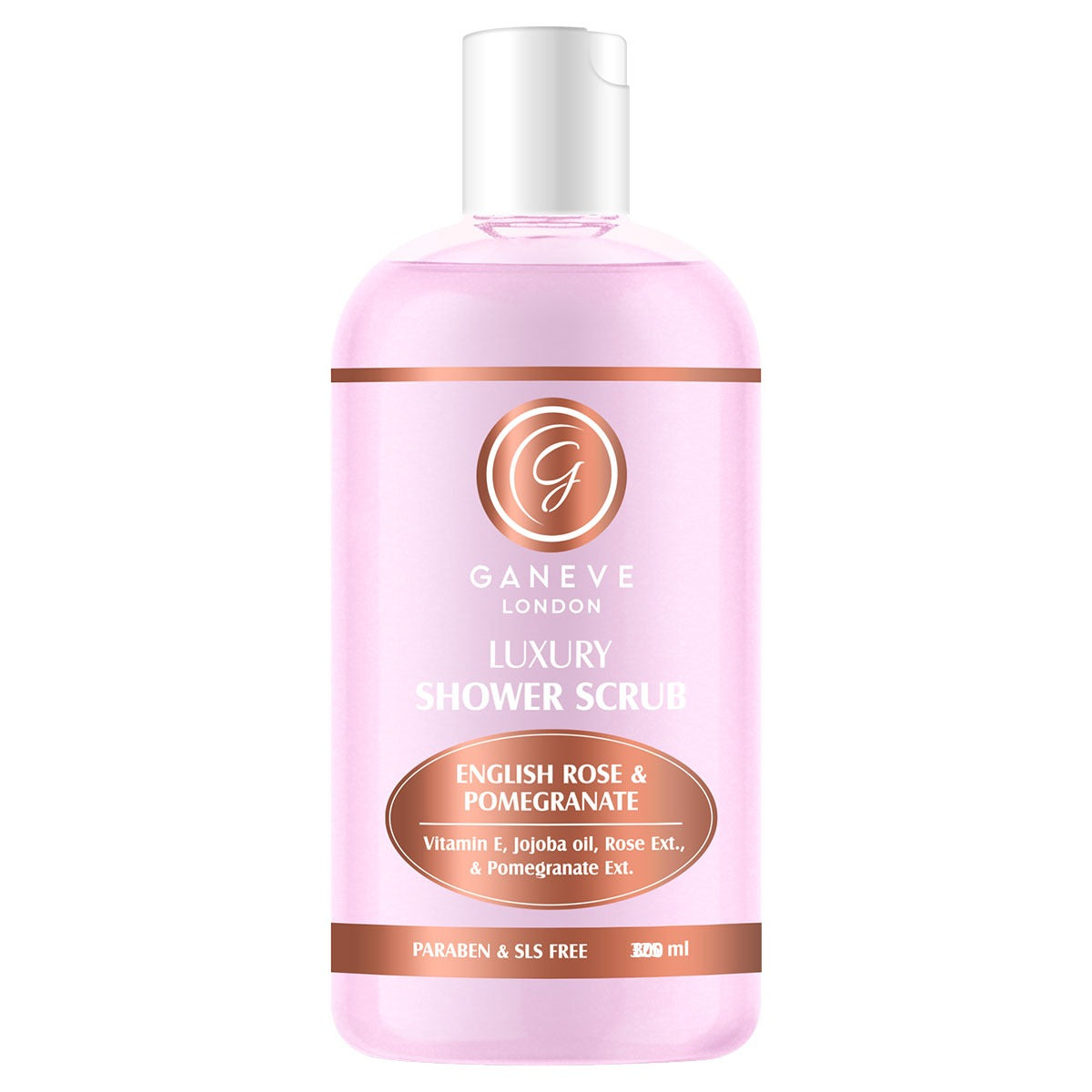 Ganeve London English Rose & Pomegranate Luxury Shower Scrub -  300 Ml Pack Of 1