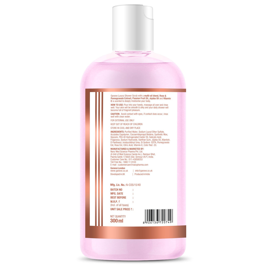 Ganeve London English Rose & Pomegranate Luxury Shower Scrub -  300 Ml Pack Of 1