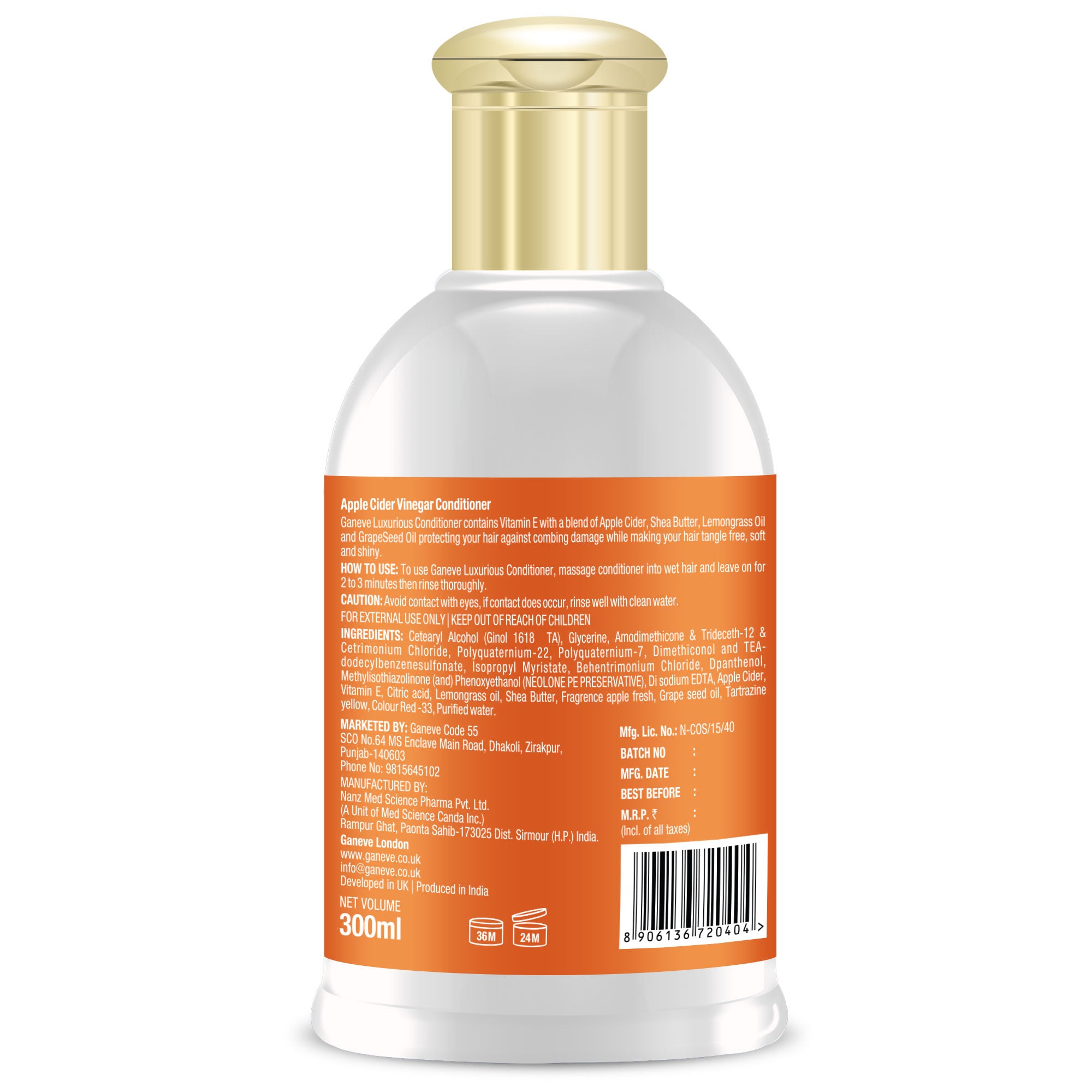 Ganeve London Apple Cider Vinegar  Conditioner - 300 ml Pack of 1