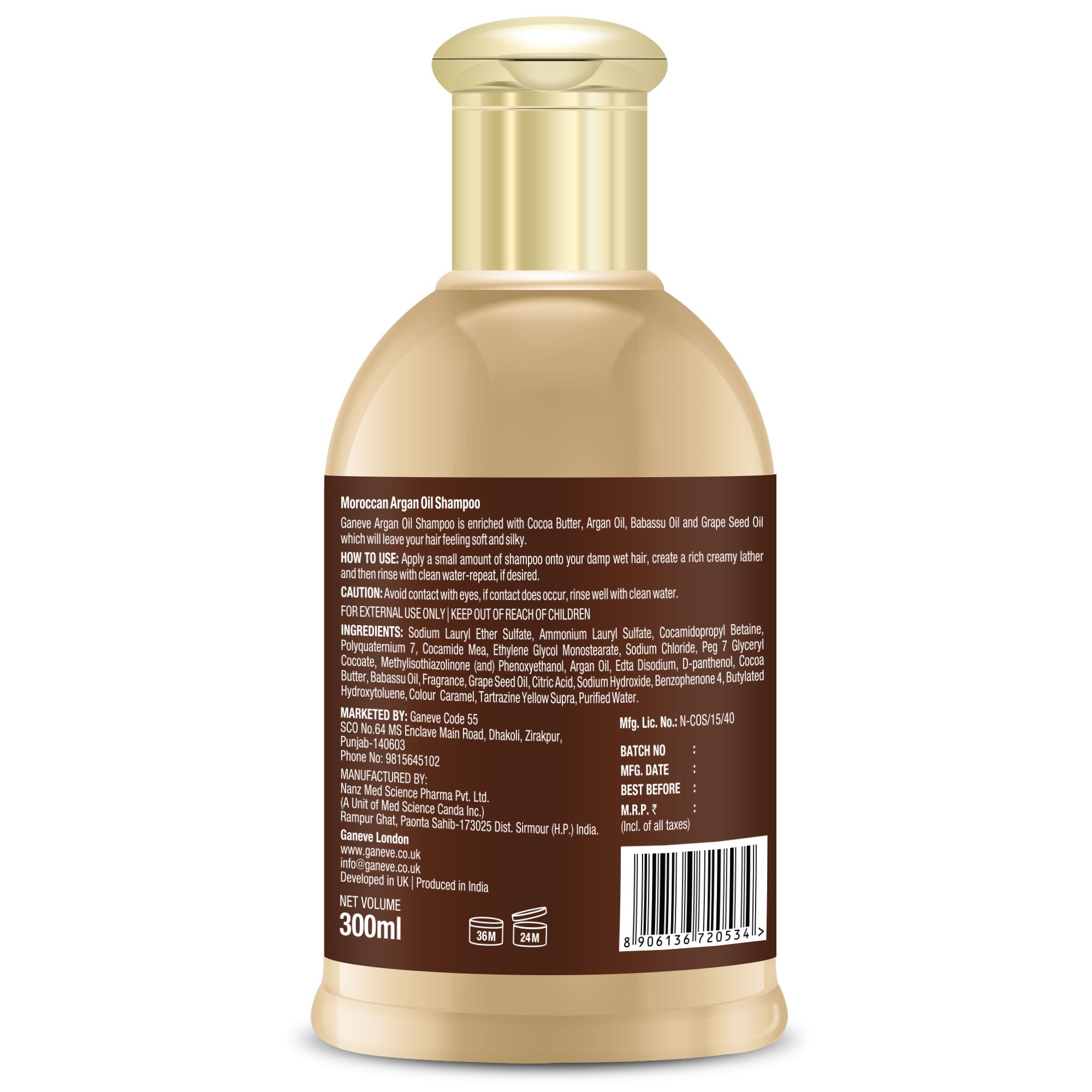 Ganeve London Moroccan Argan Oil Shampoo - 300 ml Pack of 1