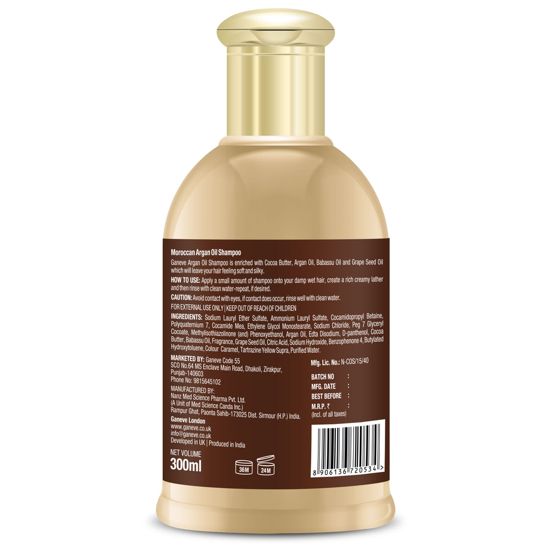 Ganeve London Moroccan Argan Oil Shampoo - 300 ml Pack of 1
