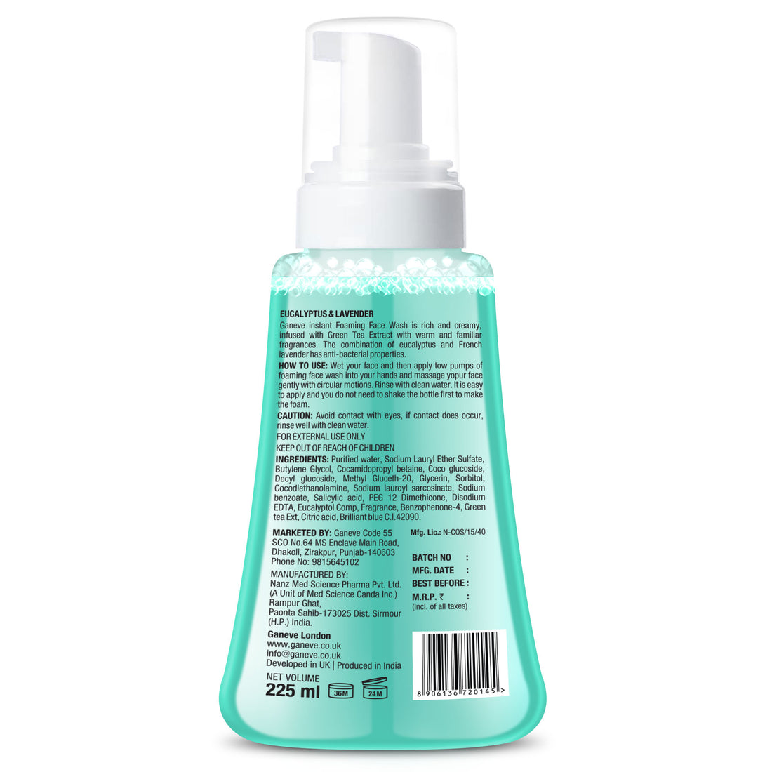 Ganeve London Eucalyptus & Lavender Foaming Facewash 225 Ml Pack 1