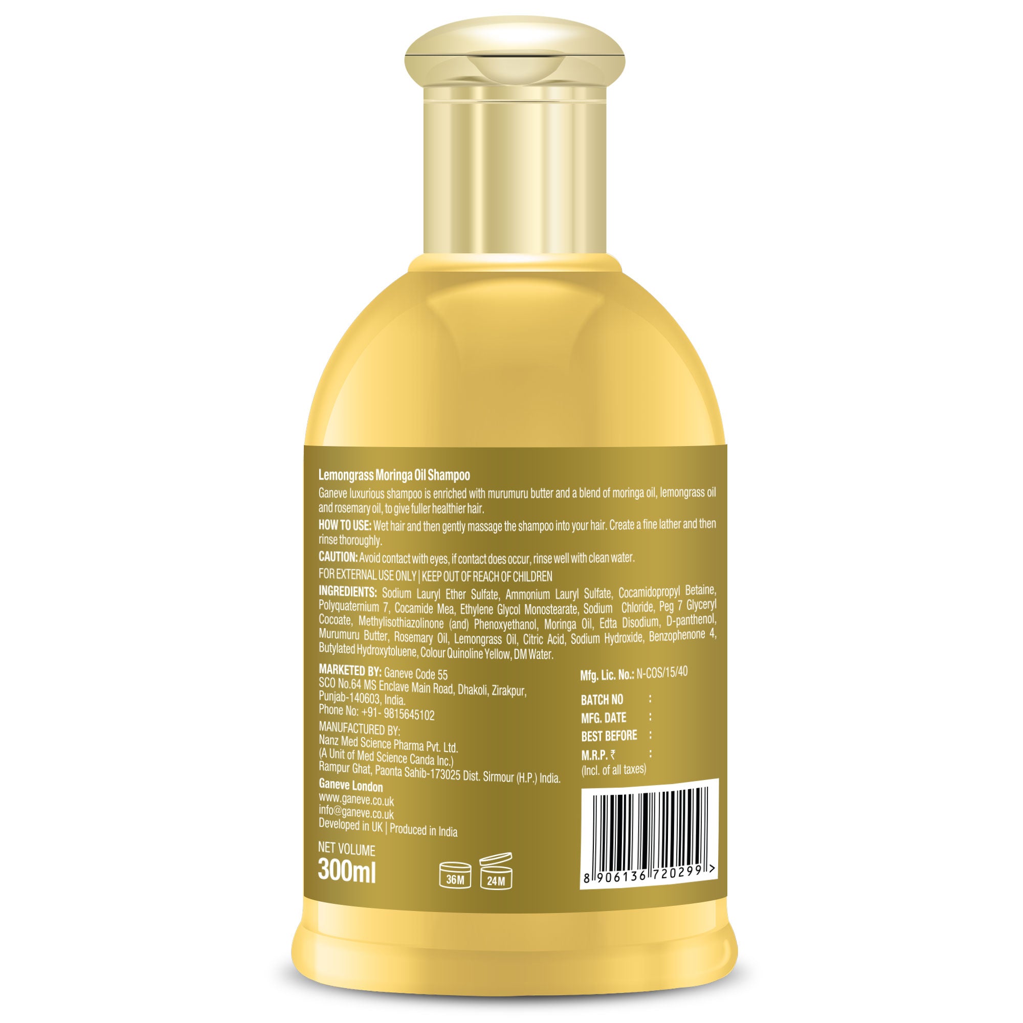Ganeve London Lemongrass Moringa Oil Shampoo - 300 ml Pack of 1