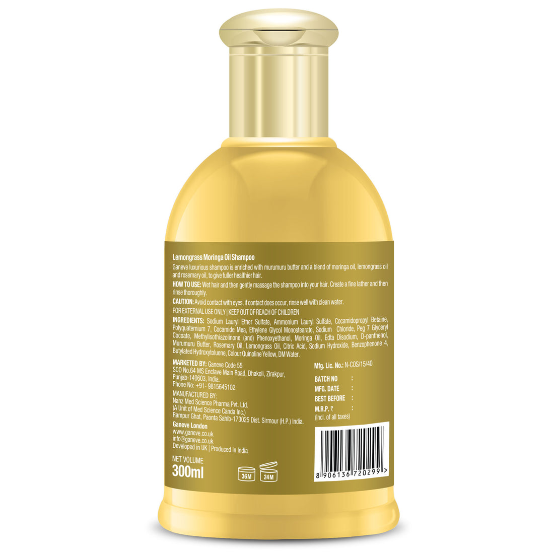 Ganeve London Lemongrass Moringa Oil Shampoo - 300 ml Pack of 1