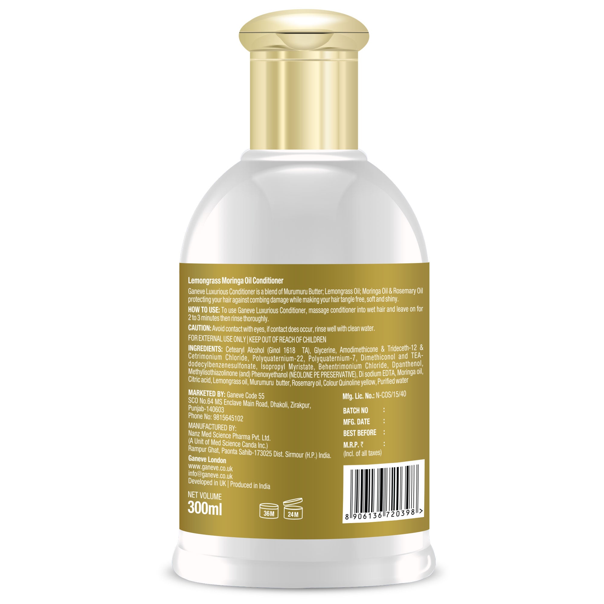 Ganeve London Lemongrass Moringa Oil Conditioner - 300 ml Pack of 1