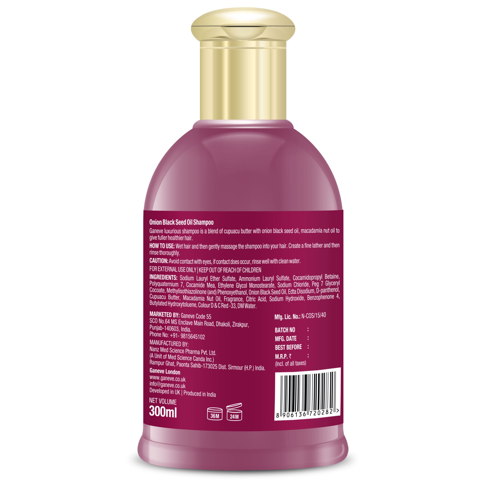 Ganeve London Onion Black Seed Oil Shampoo- 300 ml Pack of 1