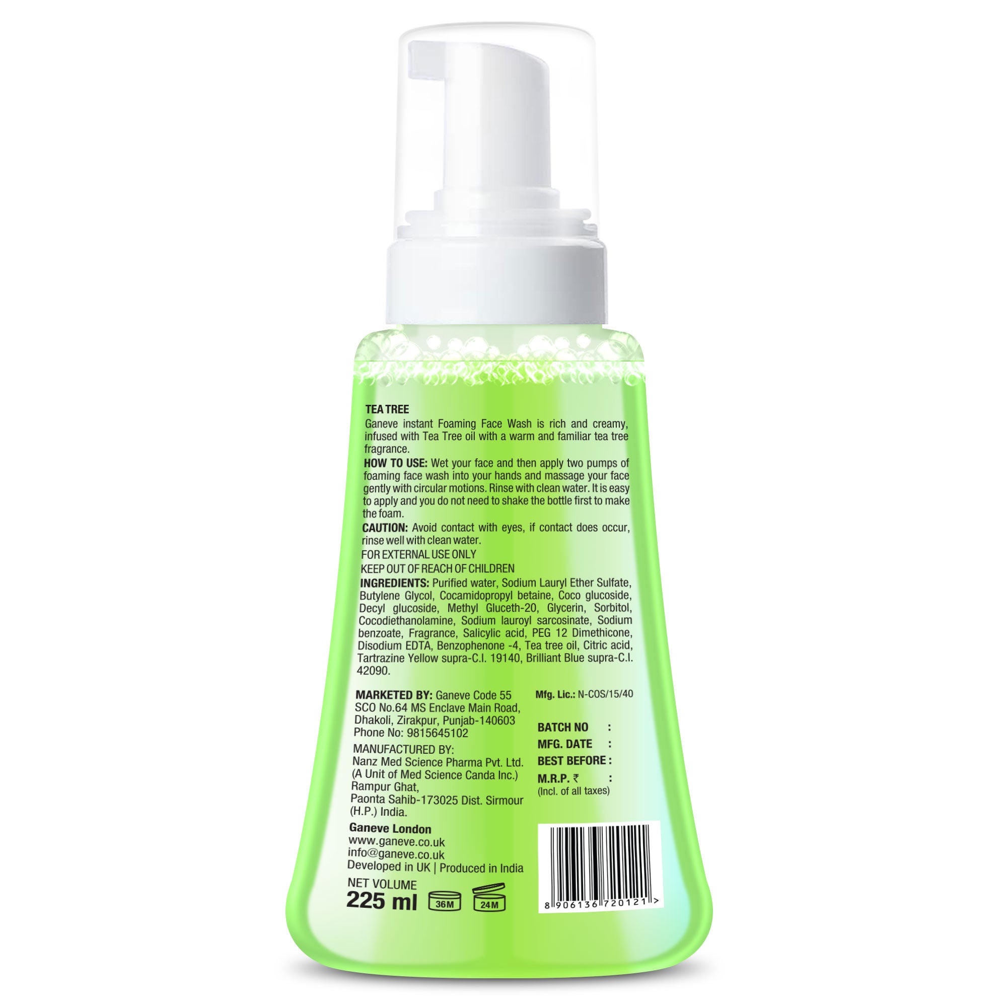 Ganeve London Tea Tree Foaming Face wash 225 Ml Pack Of 1